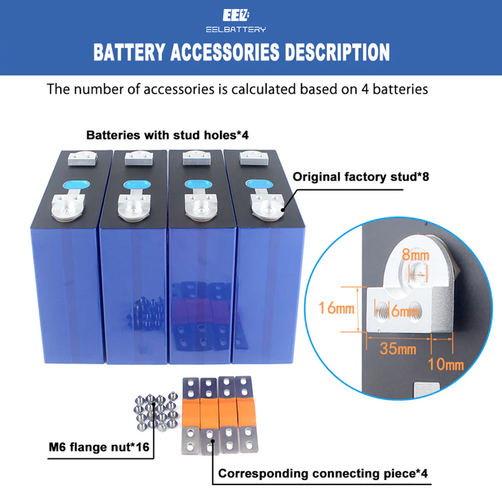 4PCS 3.2V Original Grade A EVE lf304 with Double-hole New Studs LiFePO4 Battery Cells