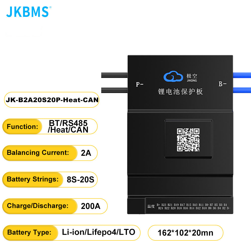 JK BMS 1A 2A Active Balance Lifepo4 BMS 8S 16S 24S 100A 150A 200A 500A Smart Board with Bluetooth