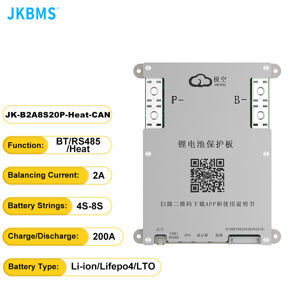 JK BMS 1A 2A Active Balance Lifepo4 BMS 8S 16S 24S 100A 150A 200A 500A Smart Board with Bluetooth