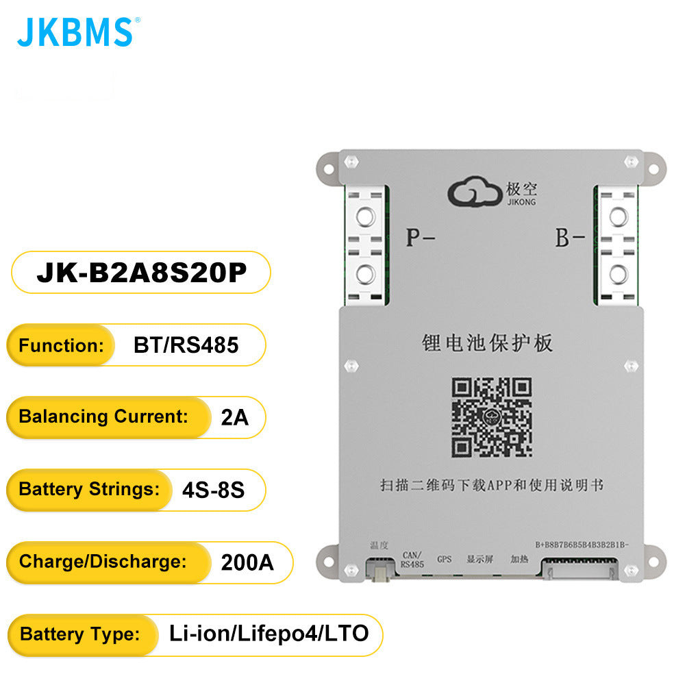 JK BMS 1A 2A Active Balance Lifepo4 BMS 8S 16S 24S 100A 150A 200A 500A Smart Board with Bluetooth